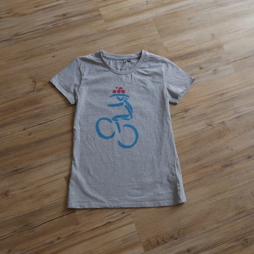 beitune T-Shirt in grau mit beitune Bollenhutbikerin