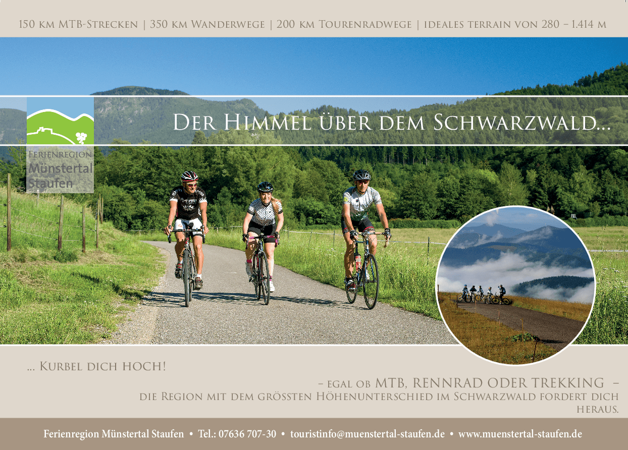 Werbeanzeige "Himmel über dem Schwarzwald" des beitune Partners Ferienregion Münstertal-Staufen